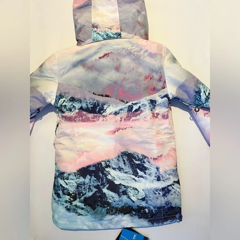 Pink and Blue Ski & Snow Jacket with Watercolor Design - Picture 8 of 8